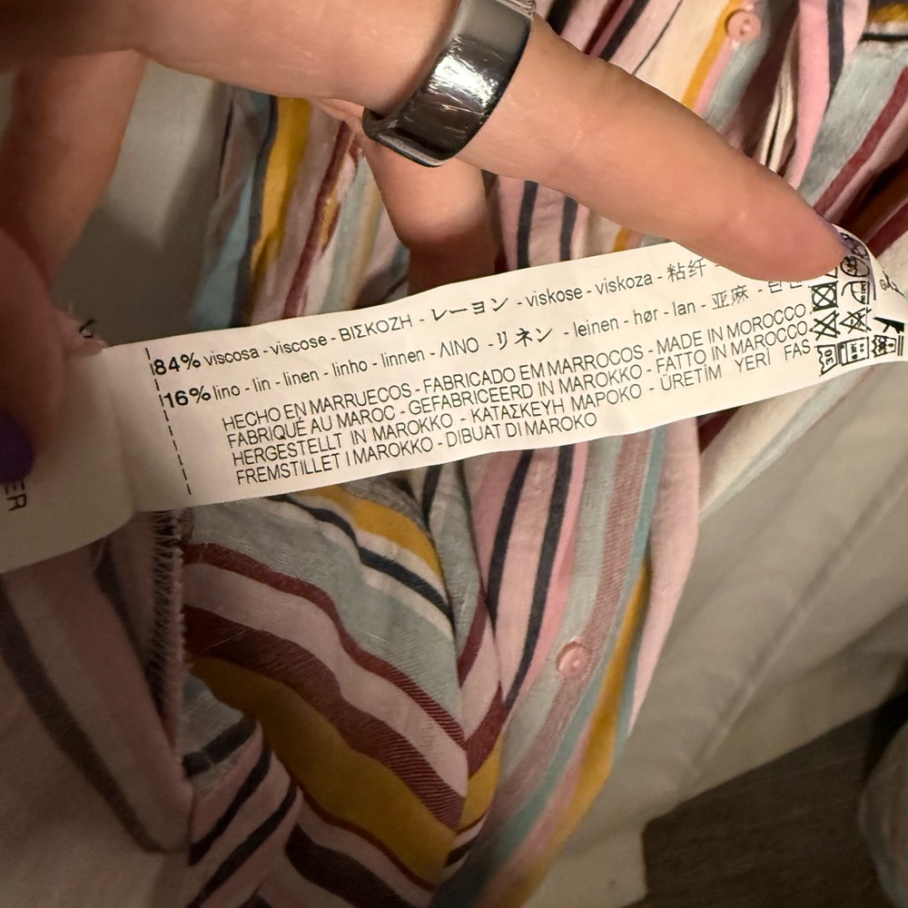 Zara TRF Rainbow Striped Linen Summer Midi Dress - Picture 11 of 11